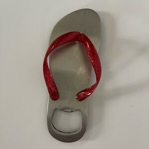 Silver and Red Flip Flop Bottle Opener